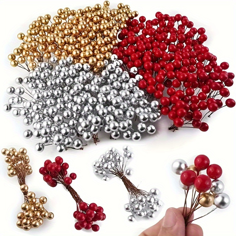 TEMU 110pcs Vibrant Mixed Color Artificial Red Berries - Ideal For Diy & Home Decor, Perfect For Christmas, Halloween, Easter, Thanksgiving & New Year, Christmas Decor