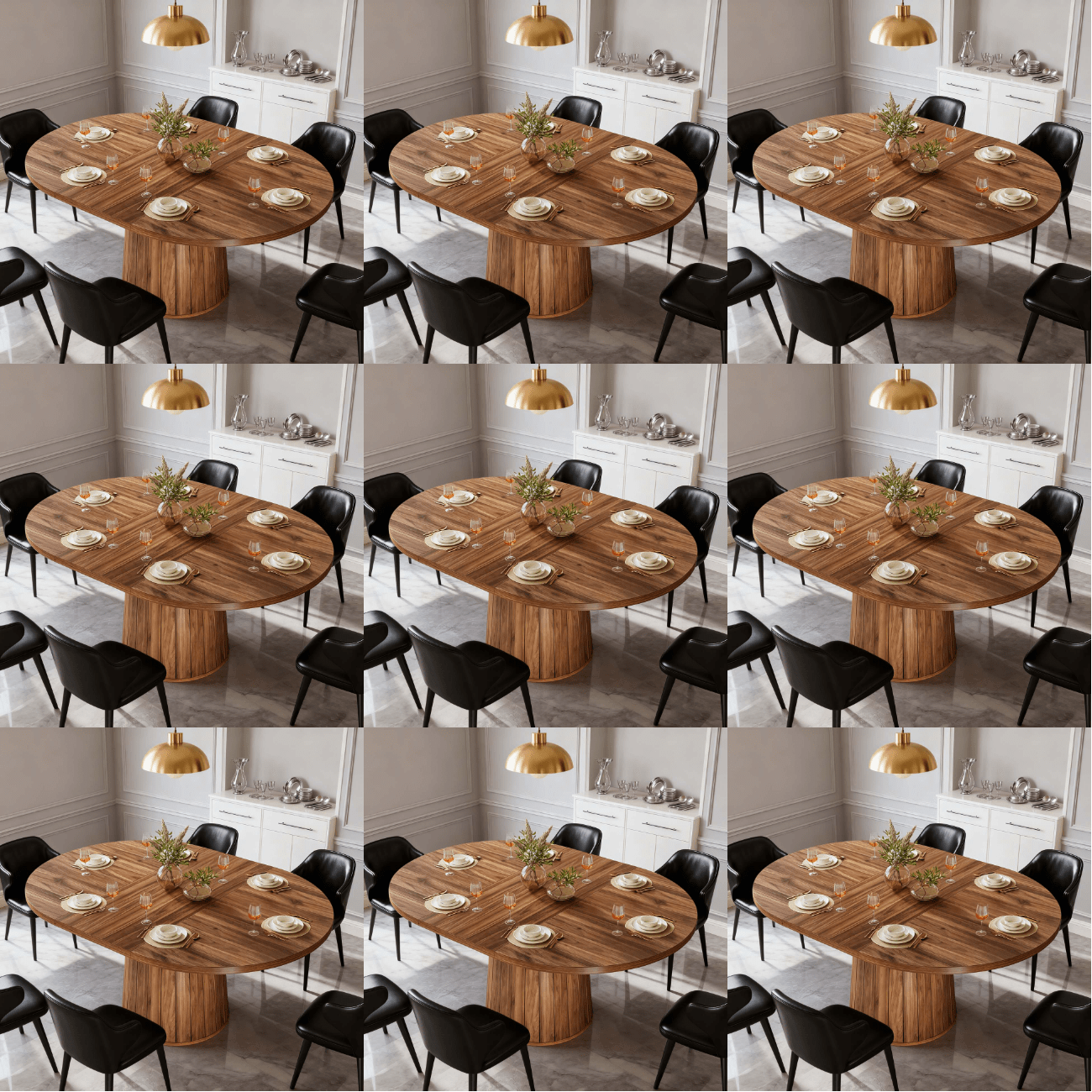 55-inch Oval Dining Table - 6-person Rustic & Modern Desk With Wooden Pedestal For Kitchen/dining/living Room