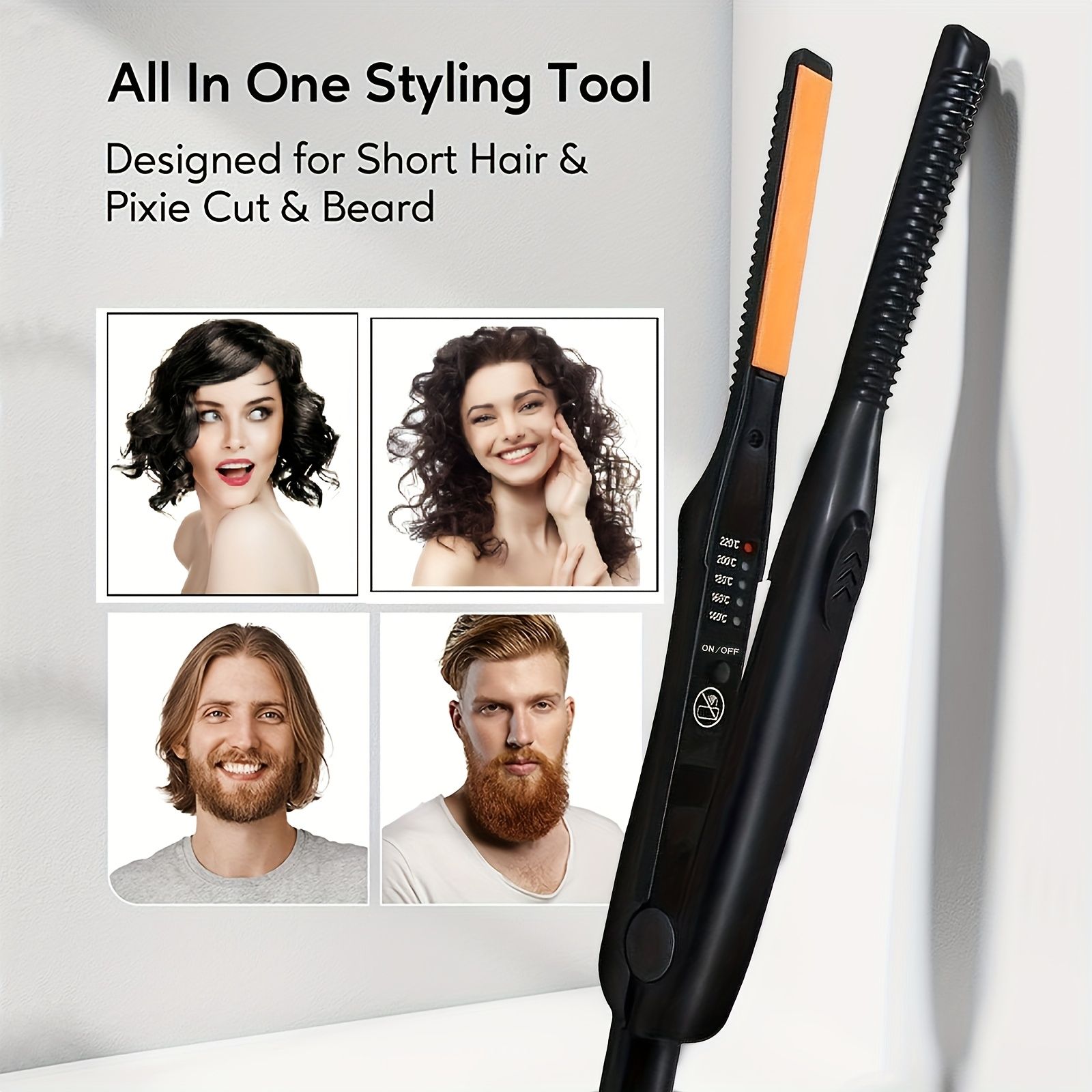 TEMU Pince à cheveux plate portable en céramique, double tension, peigne à cheveux lisses pour une coiffure lisse, convient aux cheveux courts et à ,