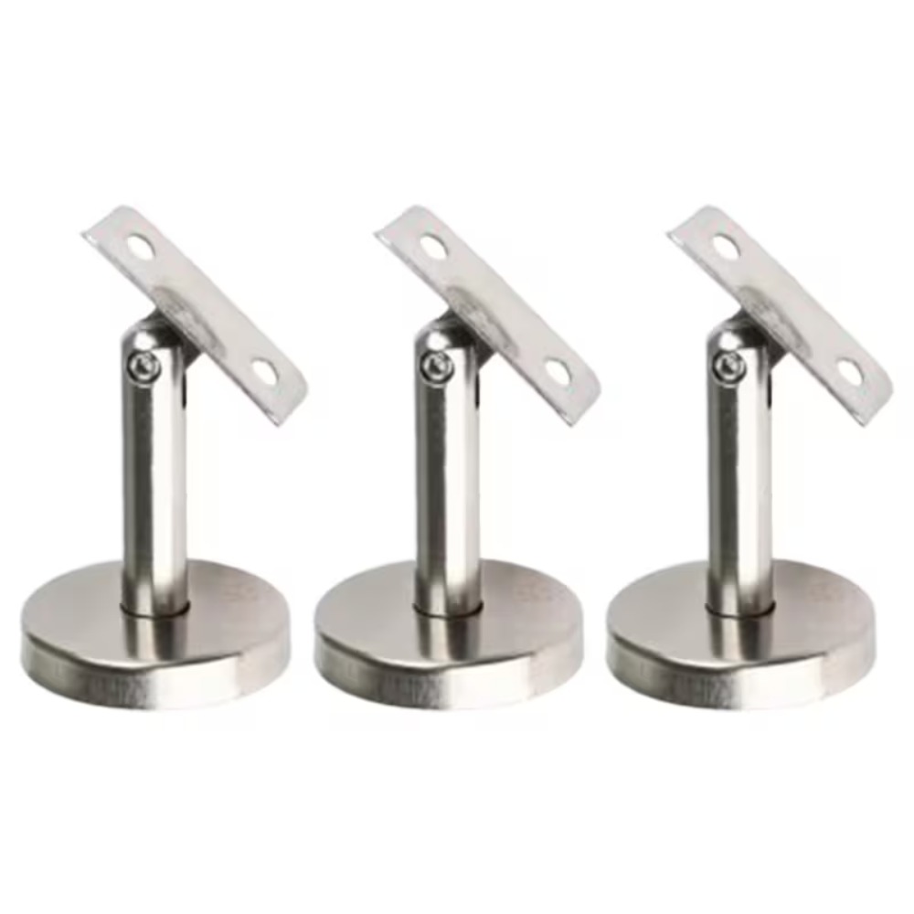 304 Nerūdijančio plieno reguliuojamų stulpelių laikiklių komplektas, 60 mm ir 80 mm, 3 vnt., turėklų atramai
