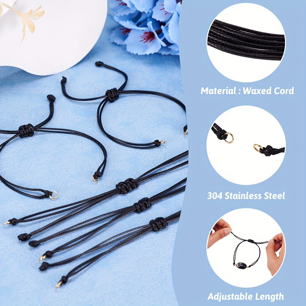 black braided wax cords bracelets golden silvery accents Temu