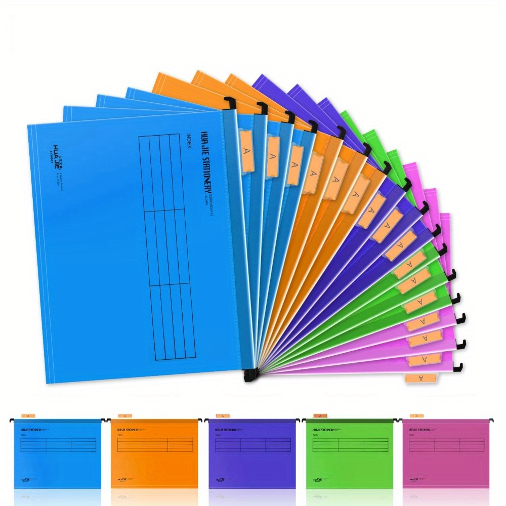 12pcs A4 Quick Labor Folders with Hooks - Durable PVC Suspended File Dividers, Assorted Colors for Office Organization,   & Space-Saving Design, File Organizer for Desk, Desk Organization, Sleek Folder Design, Sturdy Construction