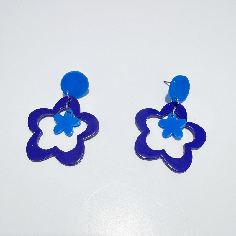 Women's Contrast Floral Pendant Earrings, Y2K Style