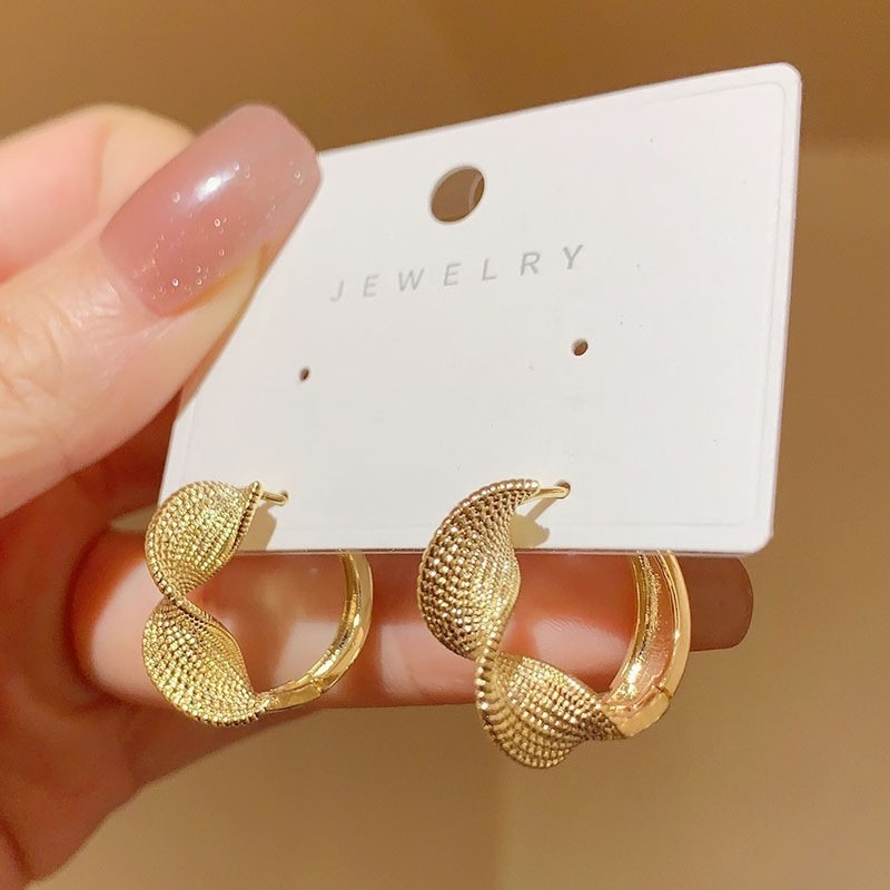 Women's Golden Spiral Hoop Earrings