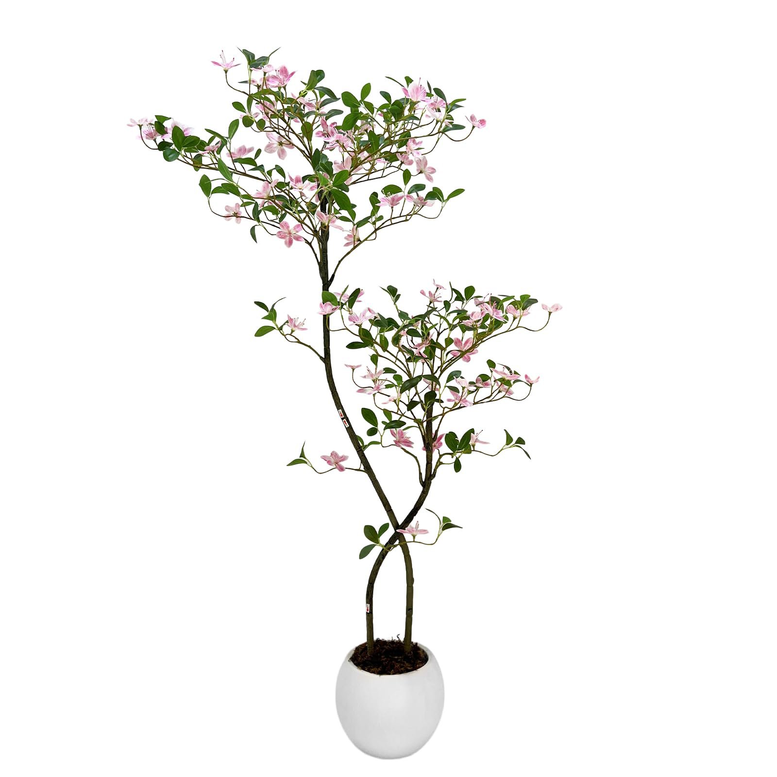 5ft Real Touch Artificial Jasmine Tree, S-curve Faux Tropical Plant With White Planter, Indoor Fake Floor Plant For Home Office Living Room Decor, Lifelike Jasmine Flowers