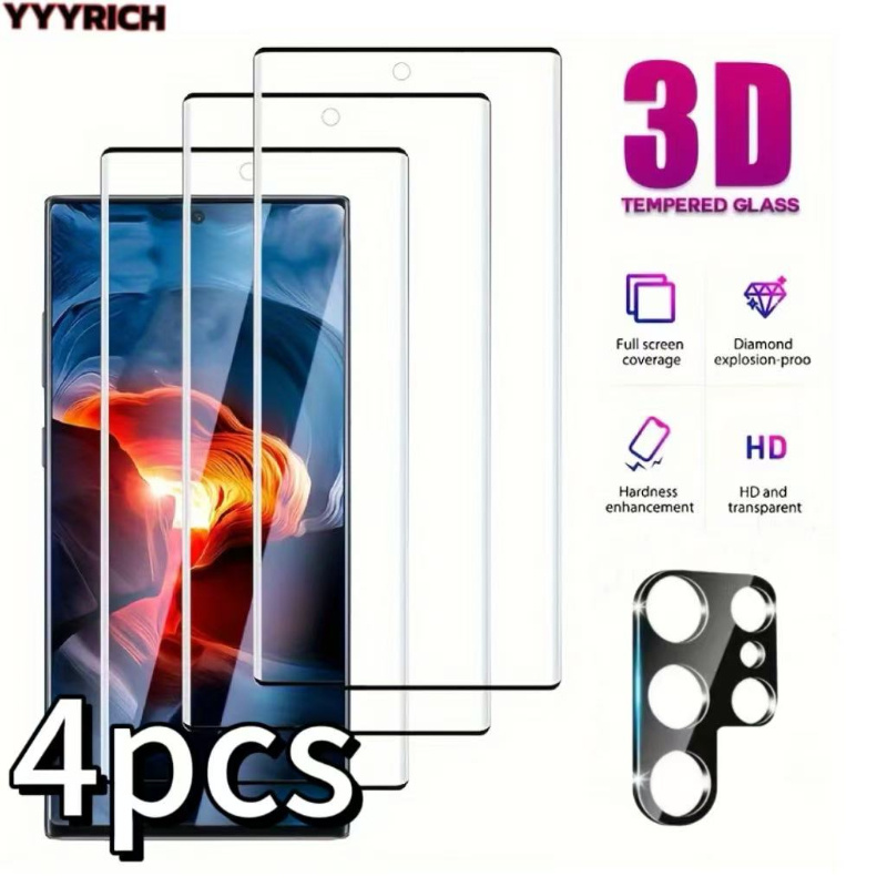 

3pcs High- Tempered Glass Screen Protective Film +1pc Camera Lens Protective Film, -proof, Anti-fall, Anti-fingerprint, Suitable For S22/s22+/s23/s23+/s24/s24 Plus/s24 Ultra/s25/s25 Plus/s25