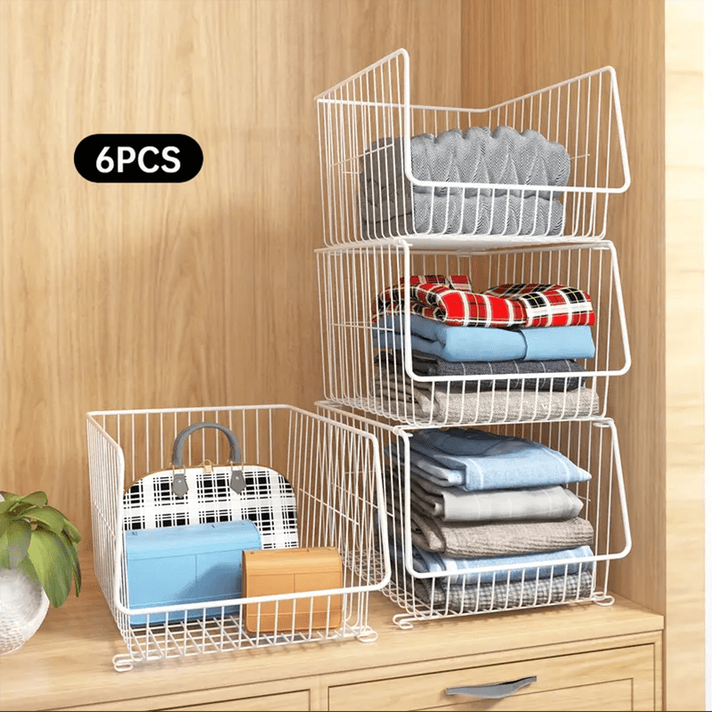 Stackable 6- Tier Metal Storage Rack. Stable And Independent. A For Organizing Pots And Pans Sink Area., Shelf Baskets