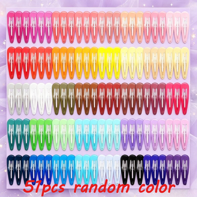 TEMU 51pcs Pinces à Cheveux Multicolores en Métal (Couleurs Aléatoires Mélangées), Antidérapante, Forte , Convient aux Cheveux Fins/ et Épais,