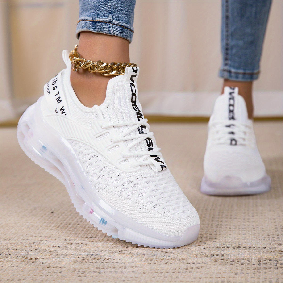 Image of 2025 New Women' Sneakers Casual Athletic Shoe Lace Air Cushion Shock Absorption Breathable Upper Walking Jogging Shoe, Women's Athletic Shoes, Women Shoes