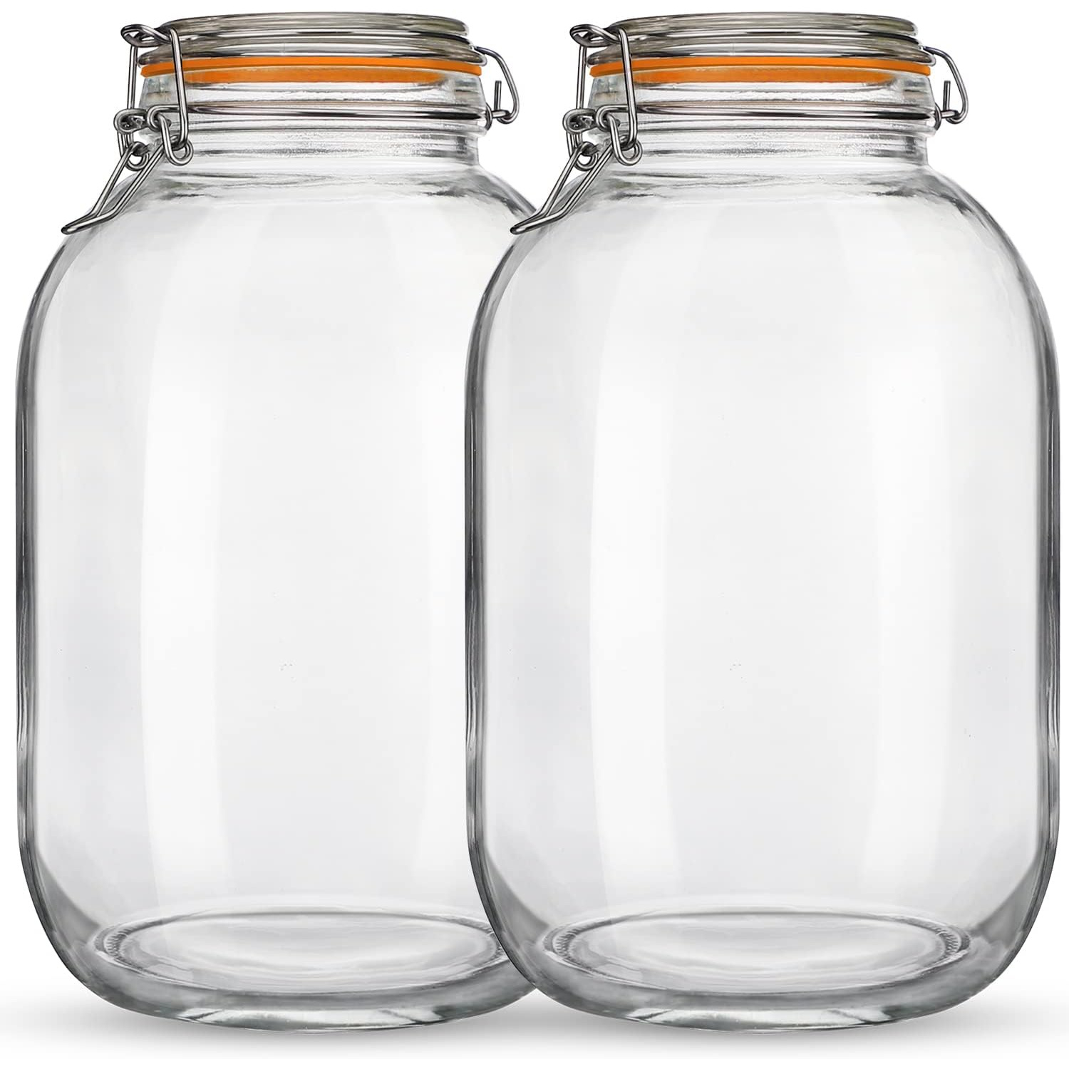 TEMU Lot de 2 grands bocaux en verre avec couvercles à clip hermétiques | Récipients à joint étanche pour la fermentation, le , le stockage et de