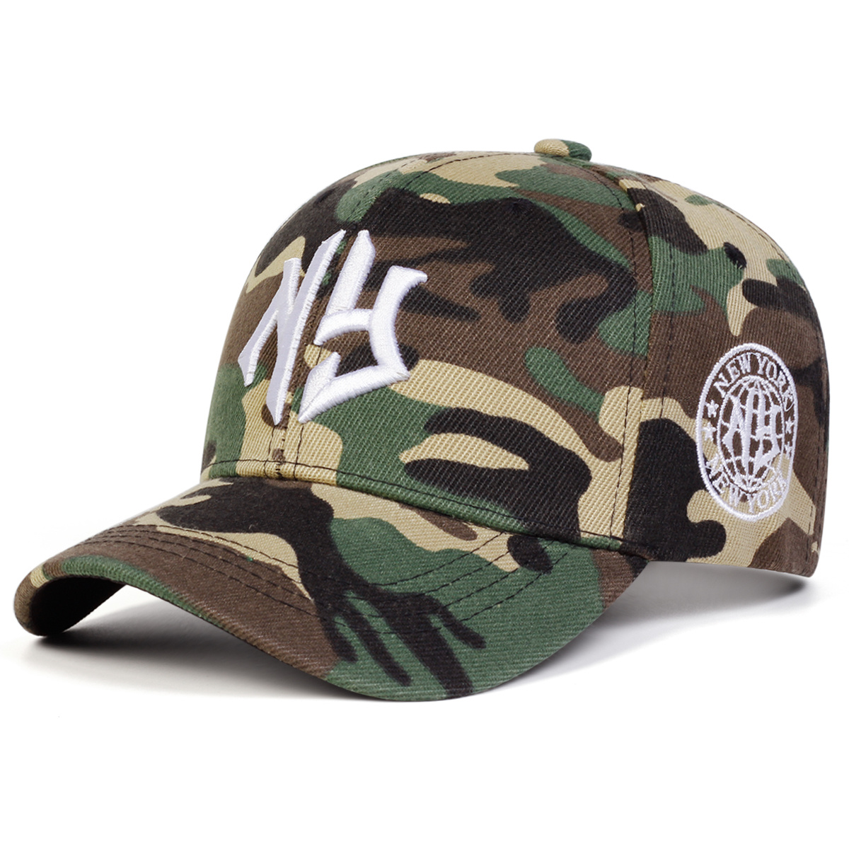 Image of 1 Outdoor Men's Ny Embroidered Camouflage Baseball Cap, Adjustable Fashion Casual Hat For Spring And Autumn Travel, Beach Parties