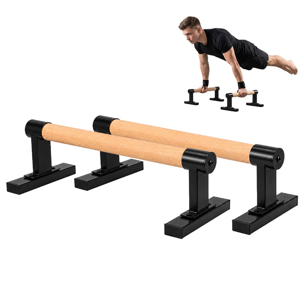 Image of Premium Calisthenics Parallettes Made Of Wood, And Push Up Handles, 49x17x14cm, Non Slip And Stable For Home And Outdoor Strength Training