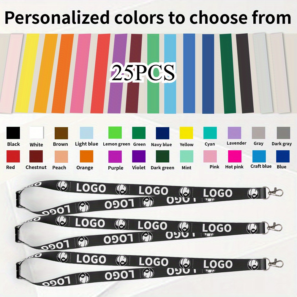 10 15 25 30 50 100pcs customizable polyester lanyards with keychain personalized text logo name tags for id badges employee passes nurses   factory   with white text   lanyards for work nurse accessories professional   sturdy metal clip