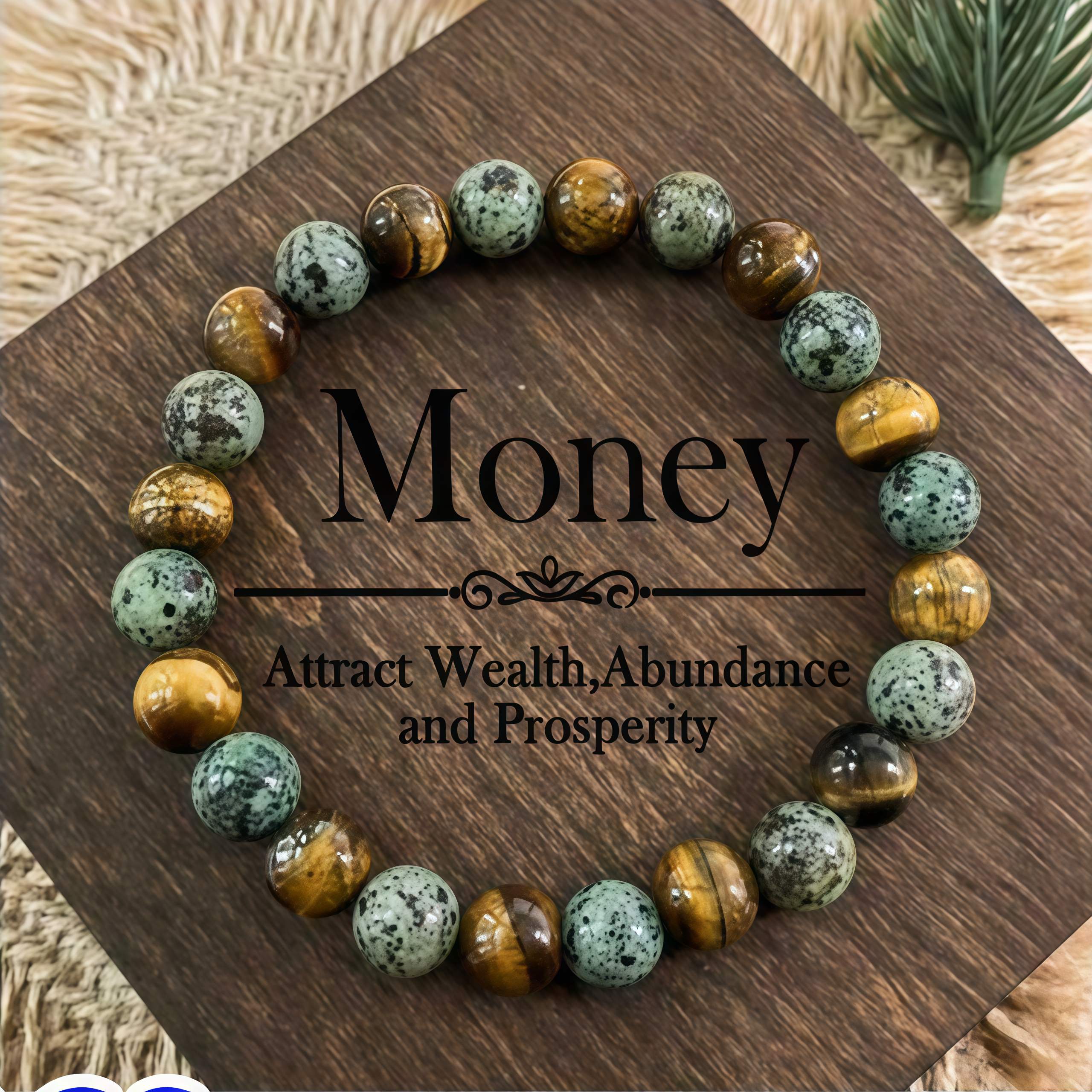 Natural Stone Bracelets Set, 9pcs Tiger's Eye & Jasper