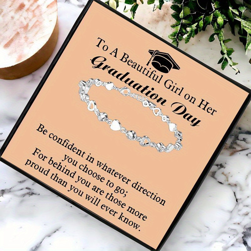 TEMU 1pc Newest Heart Bracelet Gift, Jewelry Gift For Graduate, Birthday Gift From , Best Christmas Gift, Gift Box+ Gift Card+ Bracelet."