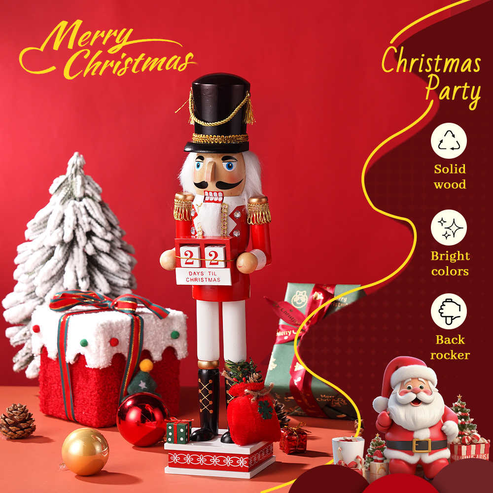 40cm Tall Elegant Nutcracker Soldier with Opening Door & Moving   - Wooden Christmas Calendar Countdown Decorations,   Options (Red/White/Golden) - Sturdy Base & Hanging Loop for   Décor, Festive Centerpiece with Daily Door Opening Mechanism, Intricately Designed Wooden Craft Nutcracker Puppet for Christmas,     Room Types and  , Nut Cracker Christmas Decorations, Nutcracker Ornaments