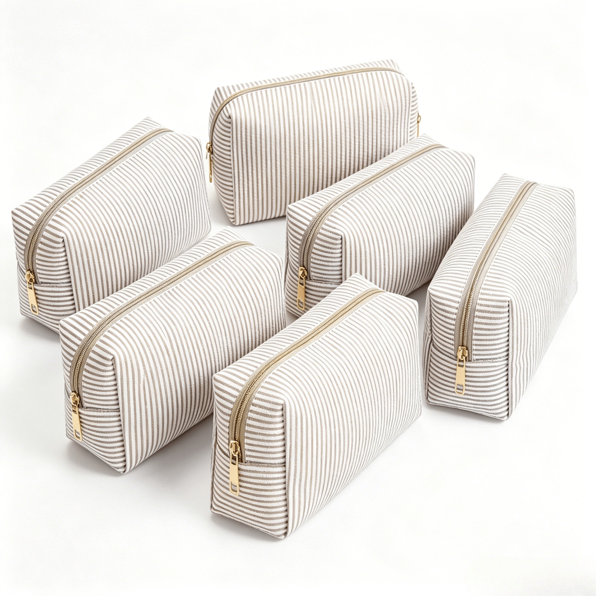 TEMU Trousse de toilette plissée, lot de 6, , style collège, design bleu rayé, pour d', les mères et les mariées, pour les et le rangement . Élégante