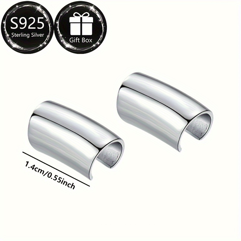 Minimalist Geometric Long Bar Clip Earrings 925 Silver