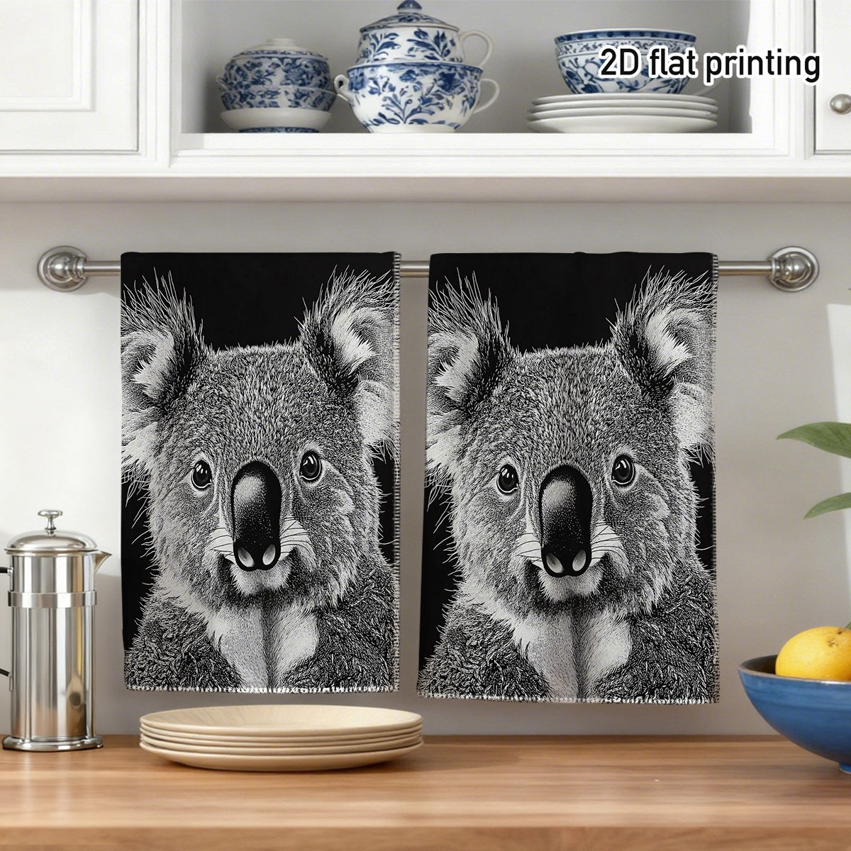 TEMU 2pcs Adorable Koala Cleaning Cloth, Featuring A Charming Koala Face And Soft Fur, Absorbing And Drying , Cleaning Tableware, Car , And Polishing