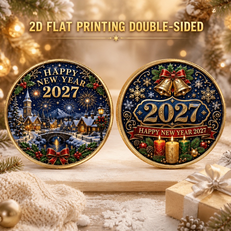TEMU Réplica de moneda 2D, moneda de colección de de para y Navidad 2027, adorno decorativo para escritorio y estante para , 2D