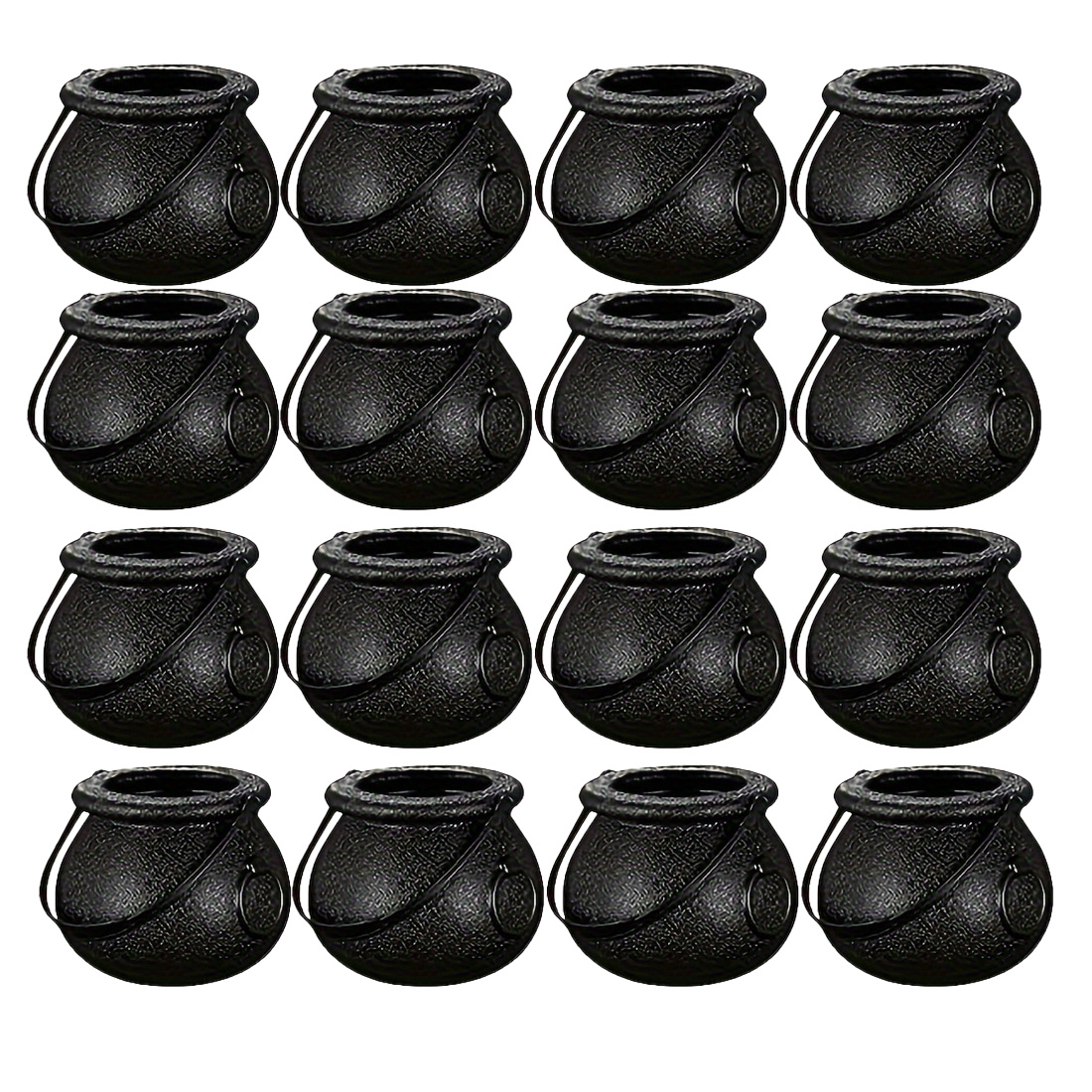 TEMU 16pcs Mini Cauldron Kettle Set, Halloween Black Cauldron Party Favors & Tabletop Decor – Novelty Non-food Contact Props For Spooky Theme Party,