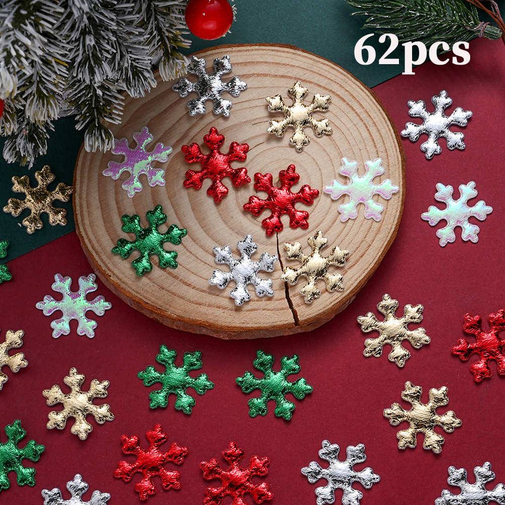 TEMU 62pcs 2.5cm/0.98in Inch Christmas Snowflakes, Bow Tie Stickers, Hair Accessories Materials, Christmas Decorations, Clothing Accessories