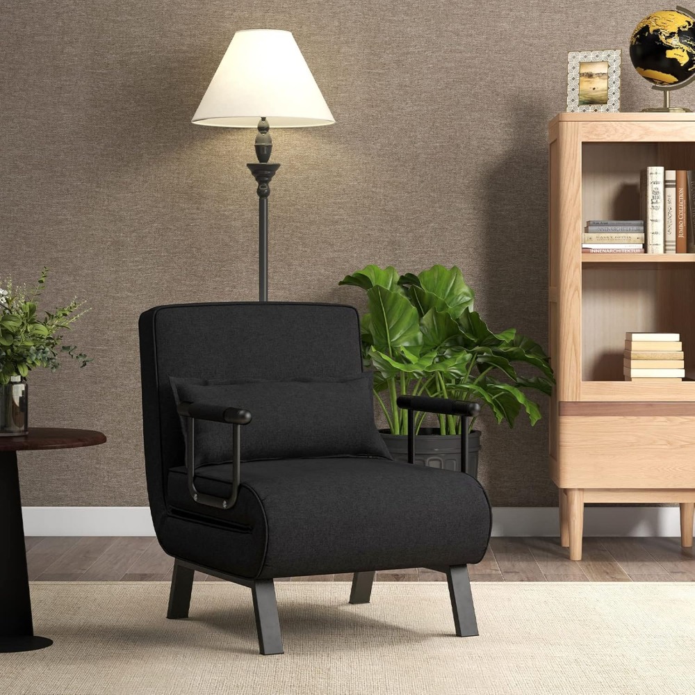 Image of 4-in-1 Folding Sofa Bed With Bed Function, Adjustable Backrest, Cushion, Guest Bed In Linen Look, Recliner Chair, Folding Chair For Living Room, Bedroom, 184 X 12 Cm
