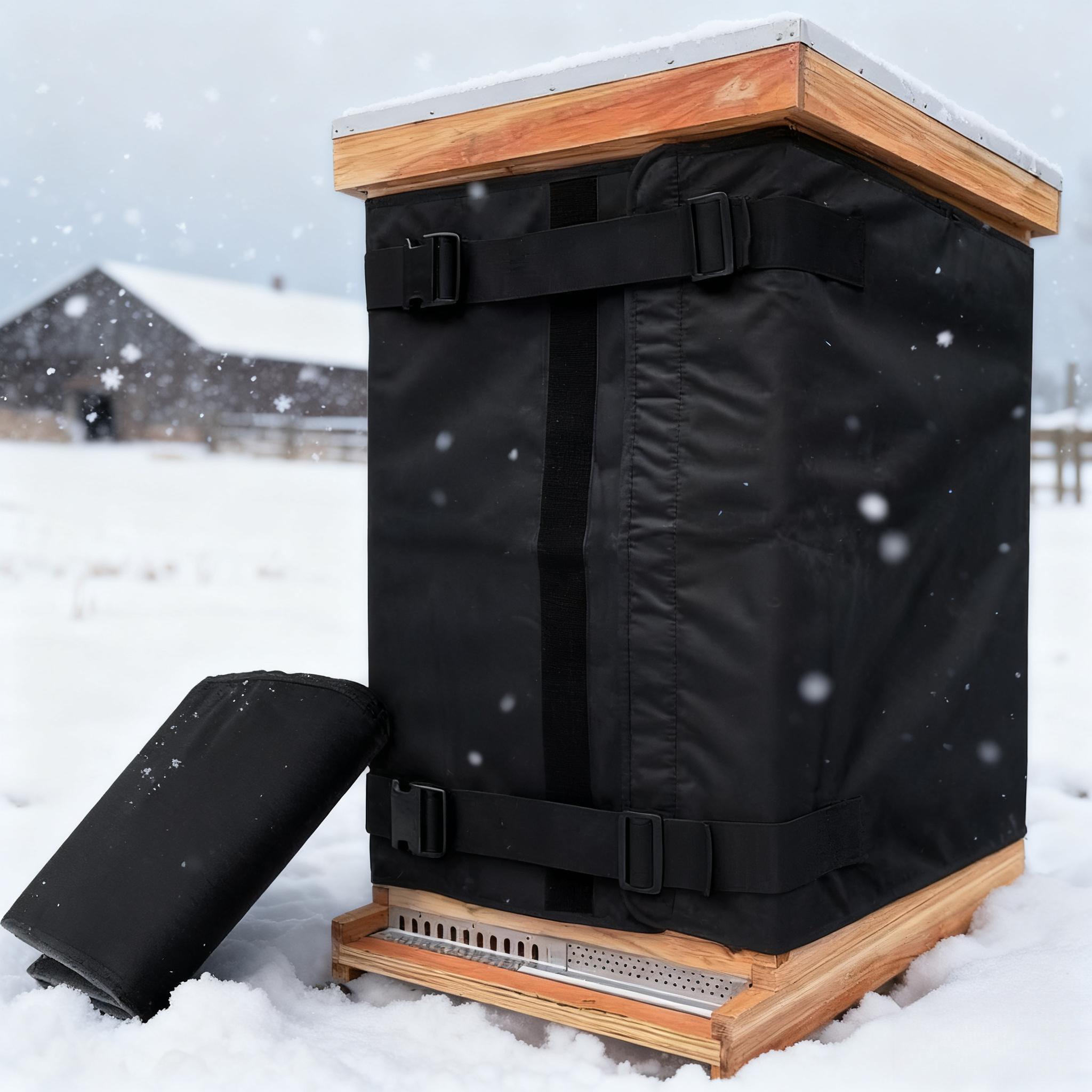 Heavy-duty Winter Bee Hive Wrap for 8 & 10 Frame Hives - 600d Oxford & Peva Insulated Waterproof Windproof Cover, Adjustable Beehive Protection