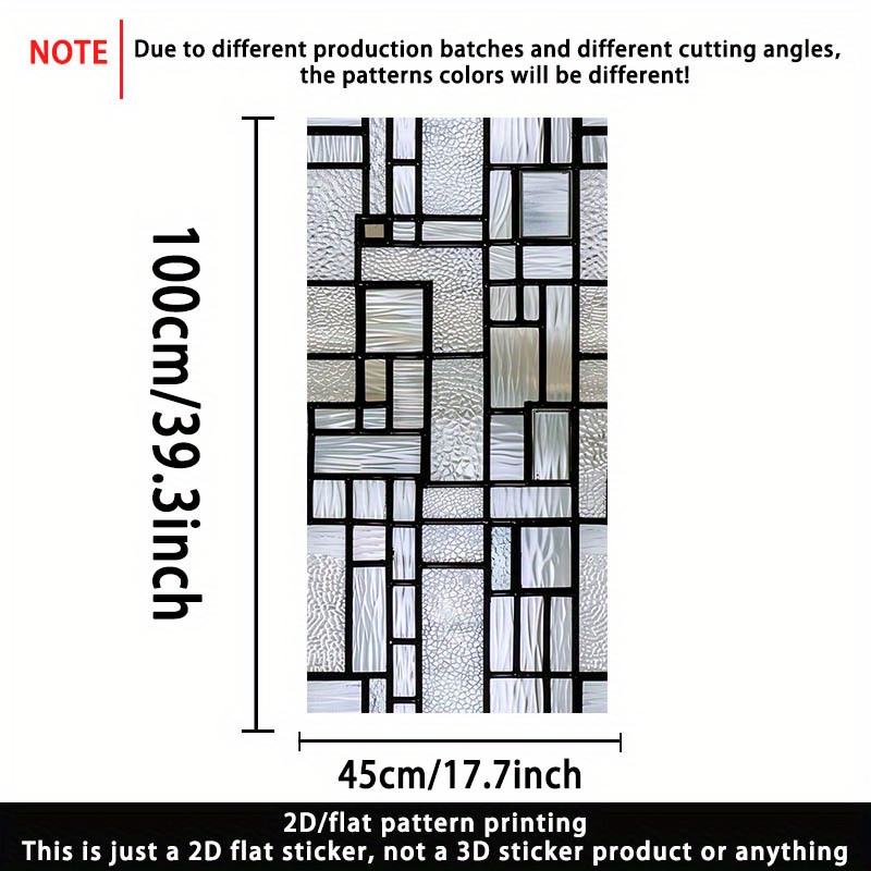 TEMU 1pc, 2d Flat, 17.71×39.37in (45×100cm Glass Sticker With Fun Art Pattern, Pvc Electrostatic Window Film, Removable Adhesive-free Decoration For