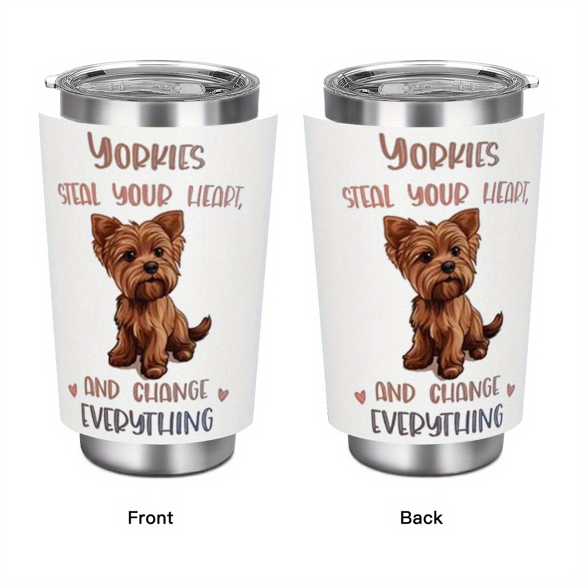 

1pc Yorkie 20oz Stainless Steel Insulated With S Lid, Humorous Dog Quote Travel Mug, Metal Water Cup For Birthday & Holiday Gifts