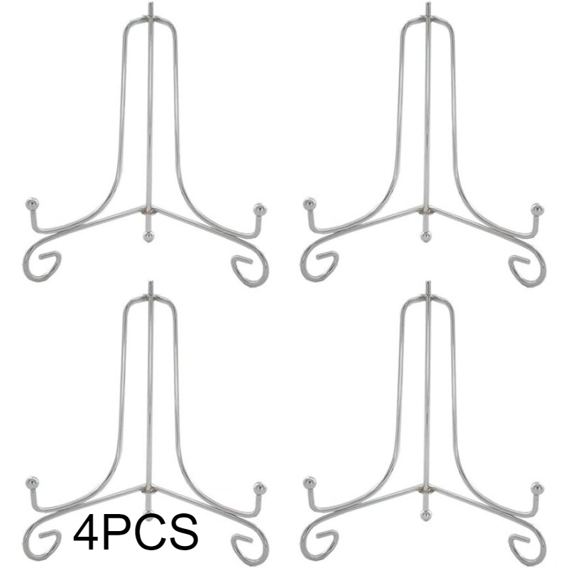TEMU Ensemble de 4 présentoirs échafaudages en métal argenté de 15 cm - Supports de cadre photo multifonctionnels pour quotidienne et collection
