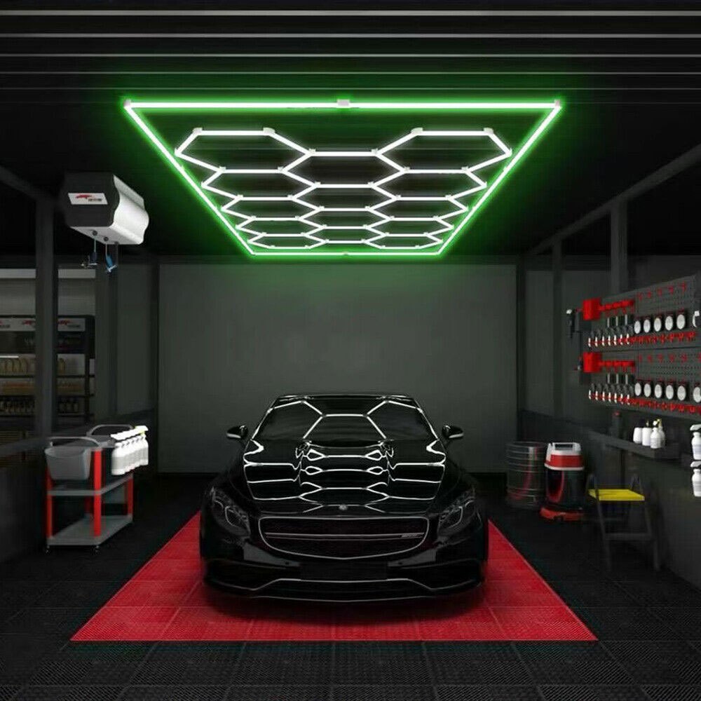 hexagon garage lights   honeycomb led ceiling lights garage hexagon lights 6500k   honeycomb lights ceiling for garage warehouse car detailing shop exhibition hall gym