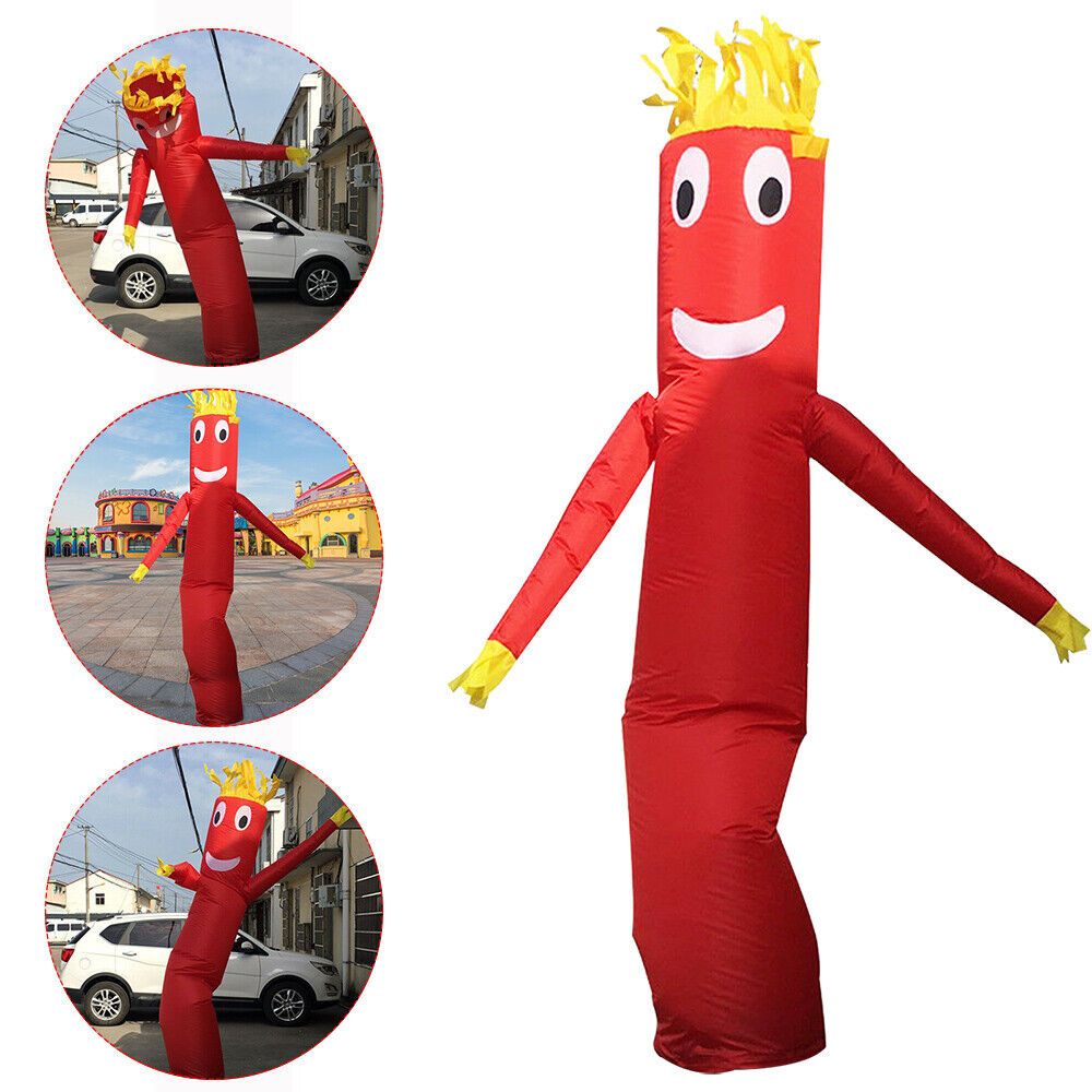TEMU [2d Flat] No Blower !!!10ft Tall Inflatable Tube Man Air Powered Dancing Puppet Red