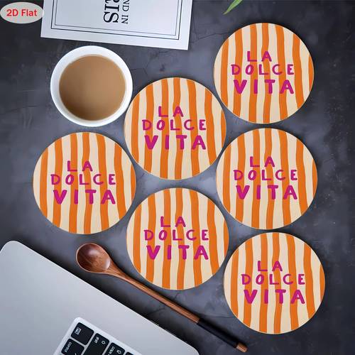6pcs set of wooden coasters and table protectors wooden heat resistant coasters birthday gift housewarming gift simple italian style vintage design seasonal theme wedding arabic style home decoration gift