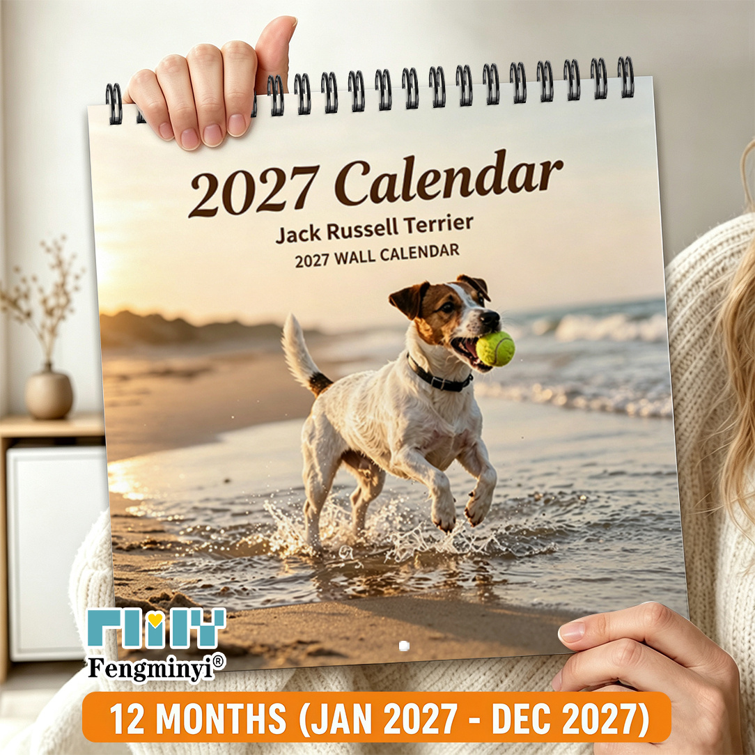 TEMU 2d Flat 1pc , A Humorous 2027 Monthly Calendar Featuring A Terrier Design, Including 12 Beautiful Patterns, Home And Office Decor, 12-month