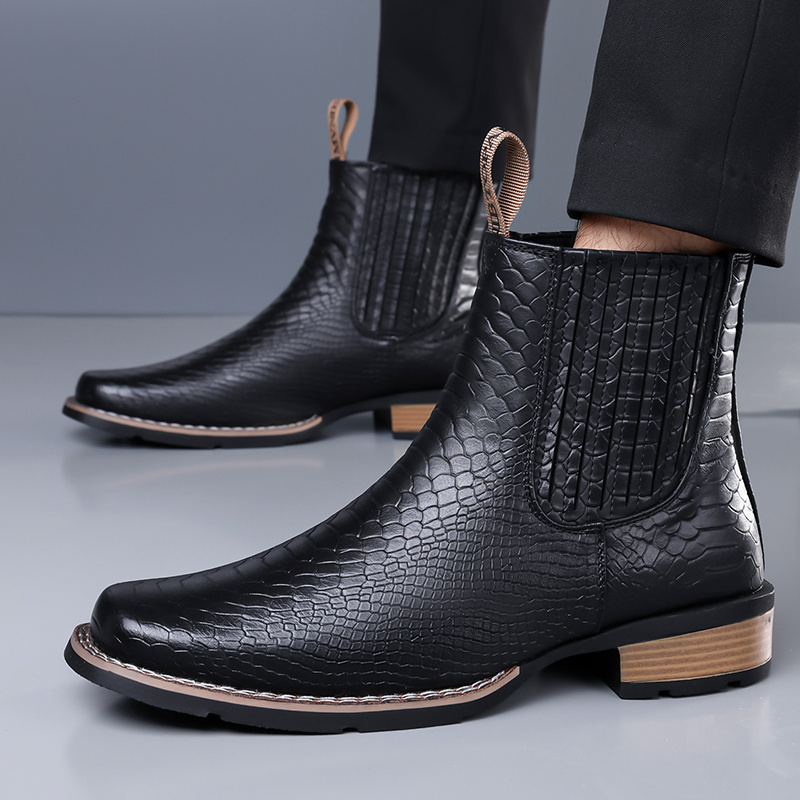 leather dress boots for men sold on Temu United States