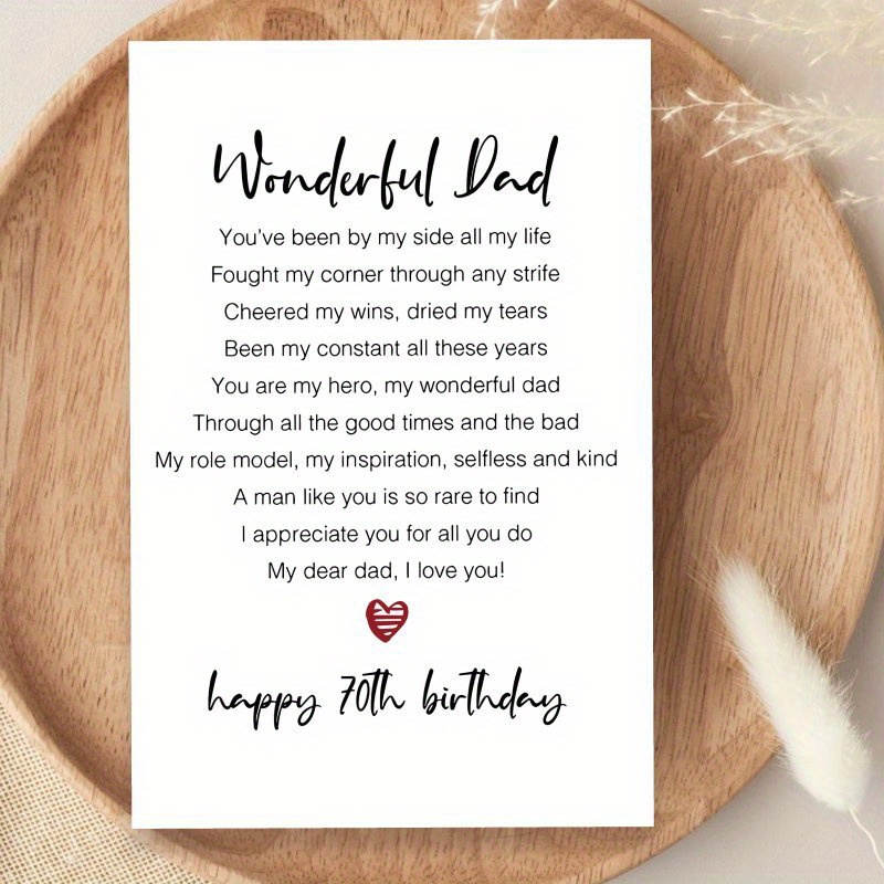 TEMU 1pc Elegant 70th Birthday Card For Dad, Paper Material, Poem Appreciation Card, Ideal With Unique Father’s Day Gift For Christmas, New Year, TEMU 1pc Elegant 70th Birthday Card For Dad, Paper Material, Poem Appreciation Card, Ideal With Unique Father’s Day Gift For Christmas, New Year,