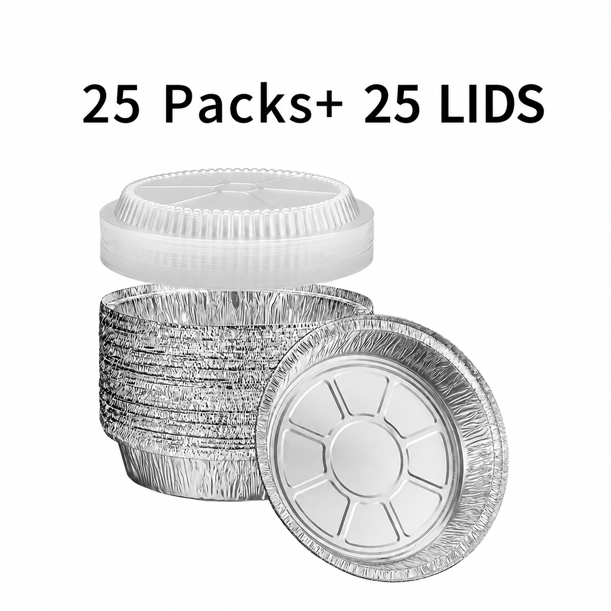 TEMU 50pcs Disposable Aluminum Foil Pans Set With Lids (25 Pans + 25 Lids), 7-inch Round Foil Baking Pans For Baking, Food Storage, Serving & Meal