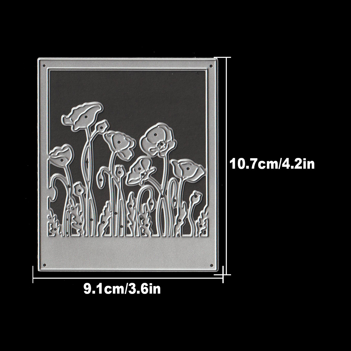 TEMU de Corte Metálico - Amapolas Elegantes con Verdes, Compatible con Máquinas de Troquelado (e.g., Scrapbooking, Tarjetas, Decoraciones de Boda,