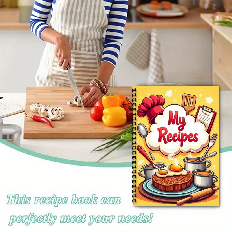 TEMU 1pc A5 Fun Recipe Coil Notebook -1pc Set, Funny Recipe Spiral Handbook, Homemade Menu Health Recipe Planner, Personalized Recipe Collection Book