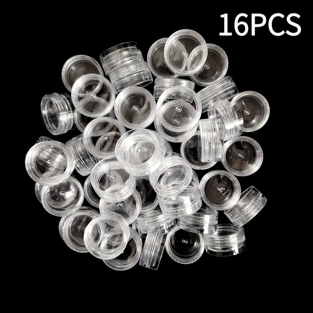 TEMU Approximately 16/36pcs Transparent Plastic Small Bottles, Mini Cosmetic Bottles For Cream, Suitable For Nail Art Accessories Powder Storage,