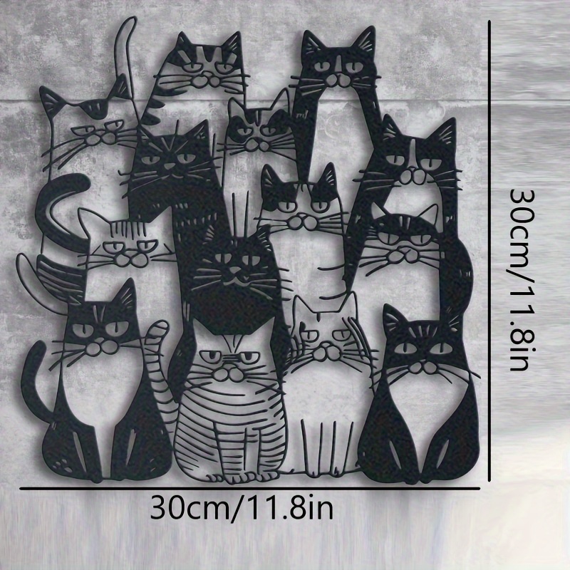 TEMU Art Mural Métallique Fantaisiste pour Amoureux des Chats - Sculpture de Chat, Décoration Murale en Fer, Style Ferme, Décoration Thématique ,