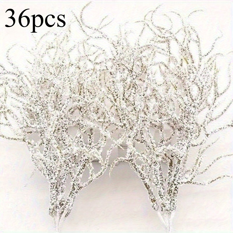 TEMU 36pcs White Cedar Grass And Cedar Branch Artificial Flowers Fake Plants For Wedding Decor - Perfect For Weddings, Parties, And Christmas