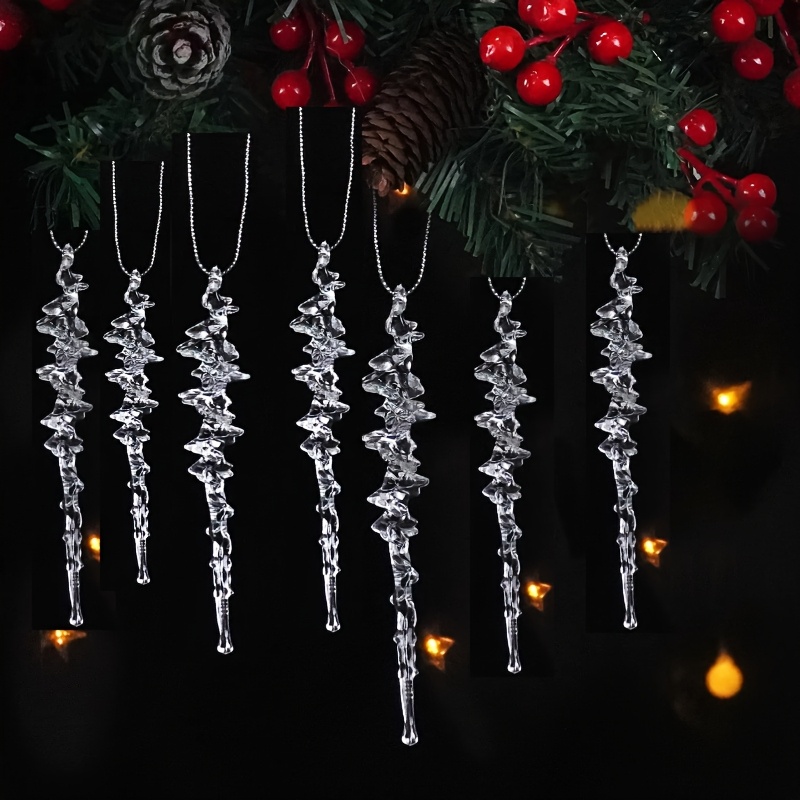 TEMU 7pcs Christmas Icicle Ornaments, Christmas Supplies, Brand New Christmas Tree Decorations, Christmas Hanging Ornaments