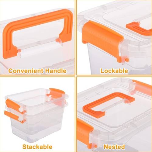 10pack storage boxes with lids plastic storage boxes with handles 7 48x5 71x4 33inch clear storage box stackable small storage box for home office