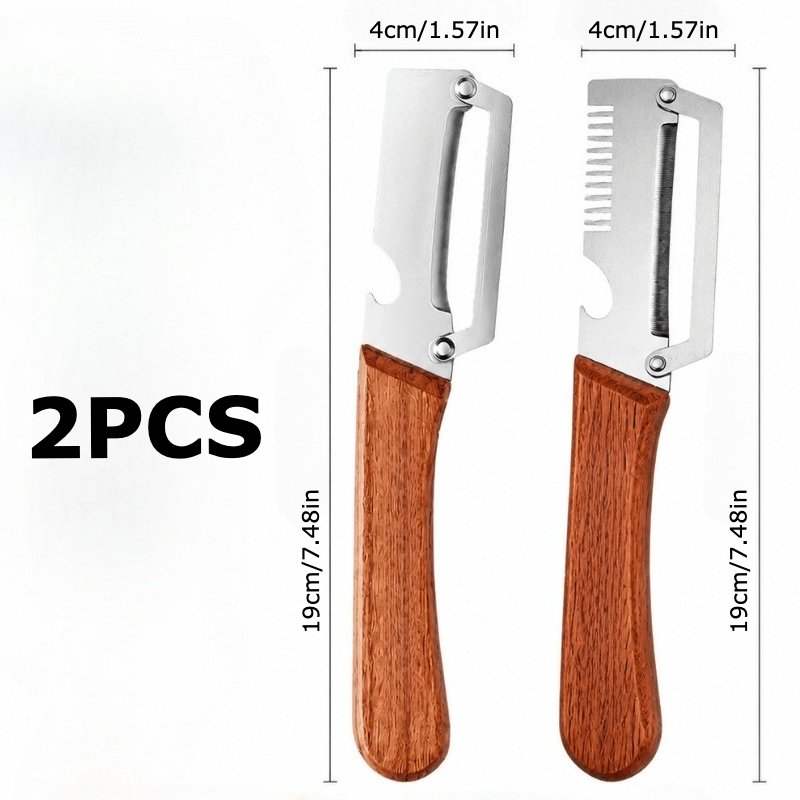 Image of 2pcs Heavy Duty Stainless Steel Peeler Slicer With Opener Straight For Sugarcane Fruit Vegetable Multipurpose Durable Peeling Cutting Tool Ideal For Party Picnic