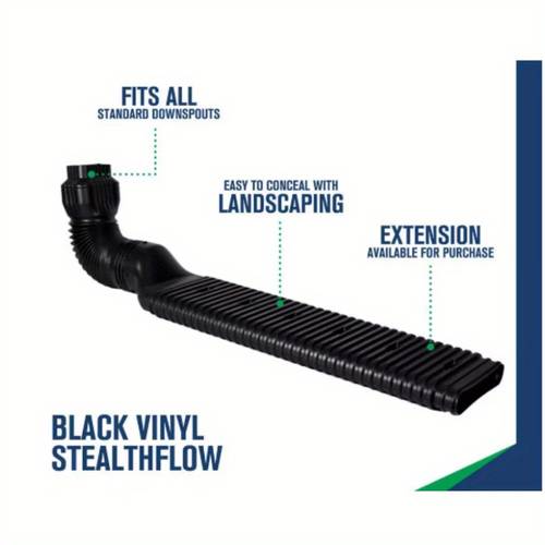 flow 43 in black vinyl low profile downspout extension kit