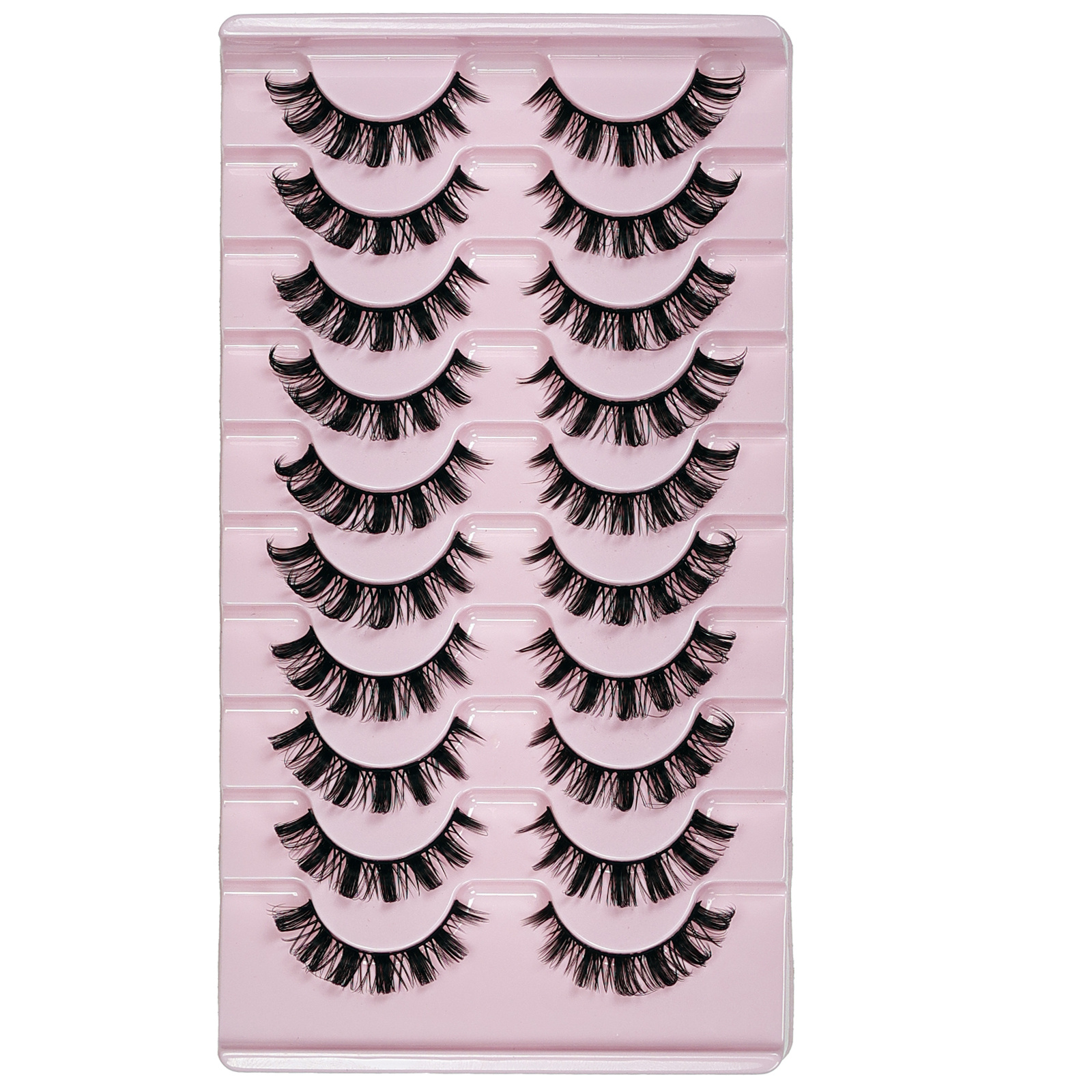 Image of 10-pairs (pairs, Not Pieces) Reusable D Volume Lashes - 3d Fluffy Strip False Eyelashes Suitable For Daily Wear, Parties, Photoshoots - Volume & Lift, Reusable False Eyelashes