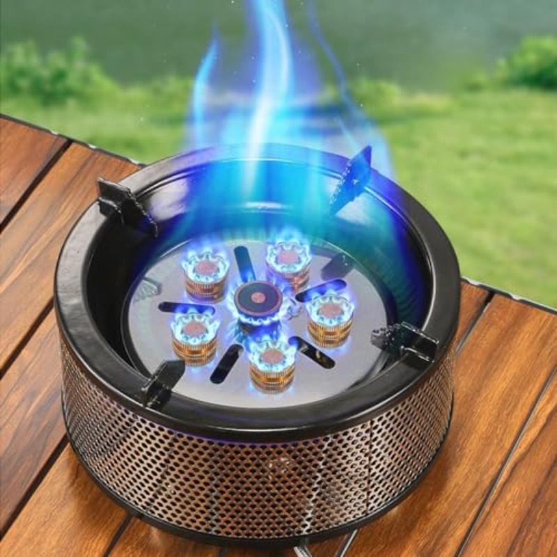 portable 6 propane camping stove heavy duty outdoor gas with windproof carry bag wind resistant operation no spirit required for cookouts boiling frying Product details 1