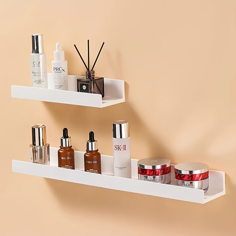 Image of Set Of 3 Wall Mounted Shelves, White Stylish Floating Shelves With 2 Rubber Strips, , Combined To Hold More Items, Perfect For Bathroom, Kitchen And Other Spaces, Floating Shelves